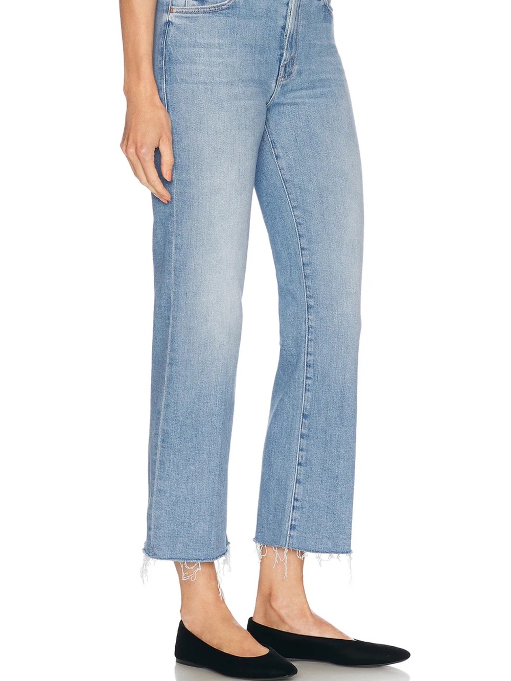 NWT MOTHER Kick It Ankle Fray, Blue Straight-Leg Jeans - Picture 2 of 7